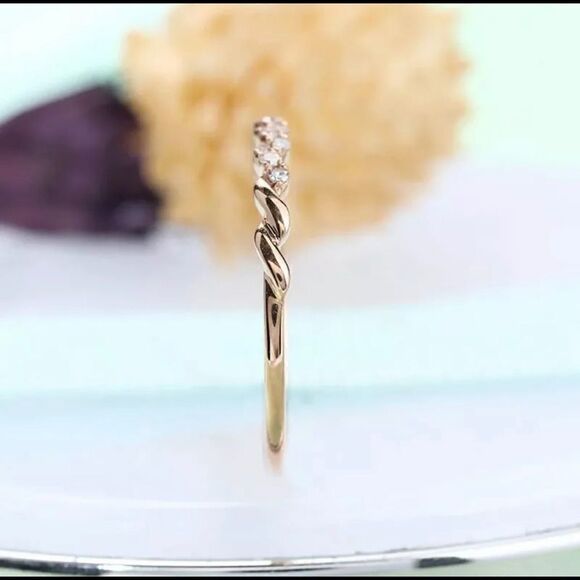 Dainty Rose Gold PLATED CZ Diamond Ring - Picture 2 of 7